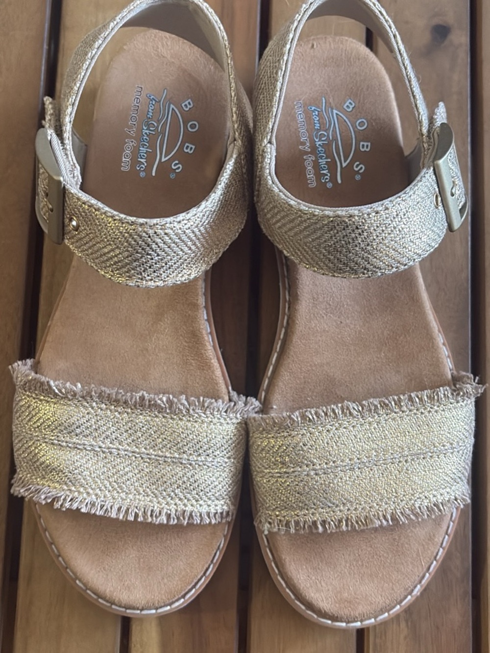 Skechers Girls' Metallic Gold Slingback Sandals